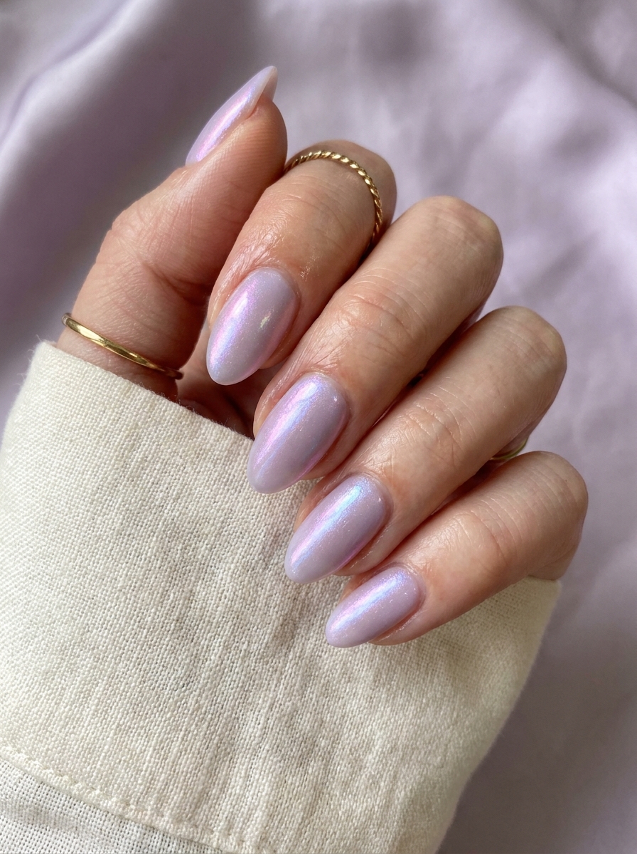 Lavender Opal Nails mit hellem Lila und lichtreflektierendem Schimmer